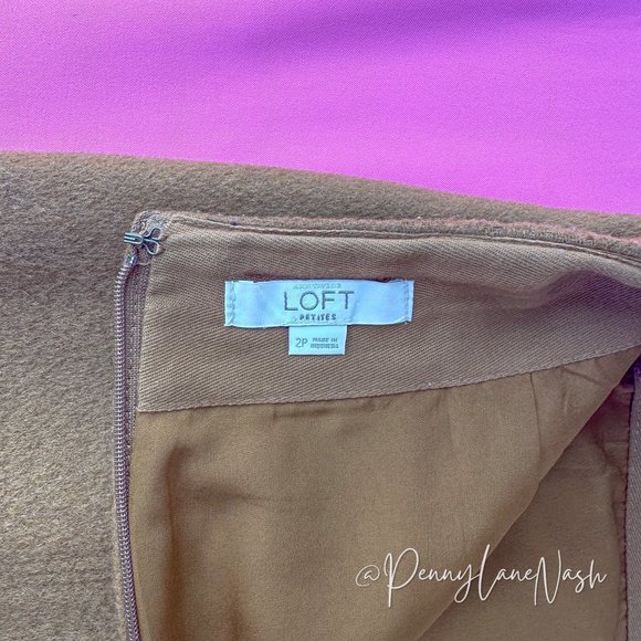 Ann Taylor Loft Petites Wool Blend Mini Skirt Camel Size 2P - Picture 7 of 8